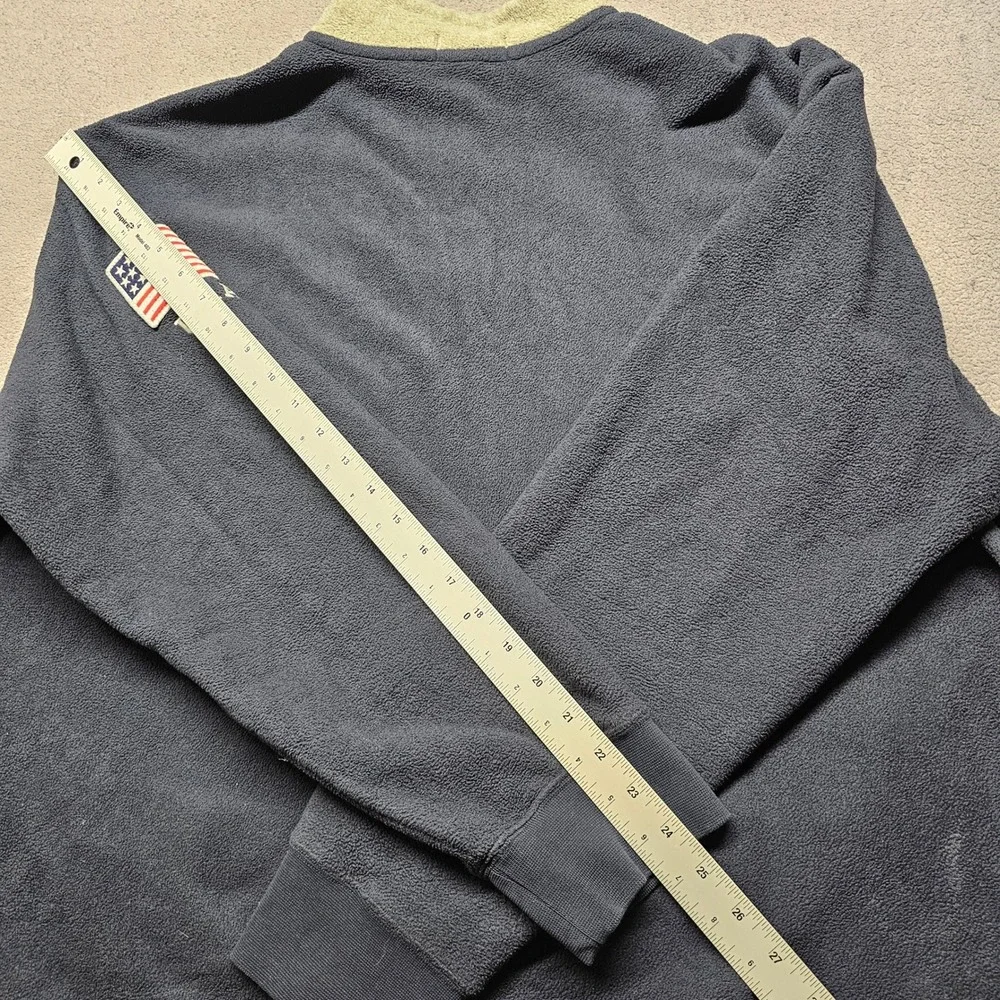 Polo Ralph Lauren Fleece Sweatshirt Mens 2XB Navy USA Flag Patch Quarter Zip